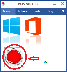 Trên giao diện của công cụ này, bạn click vào nút màu đỏ để kích hoạt Windows hoặc Office